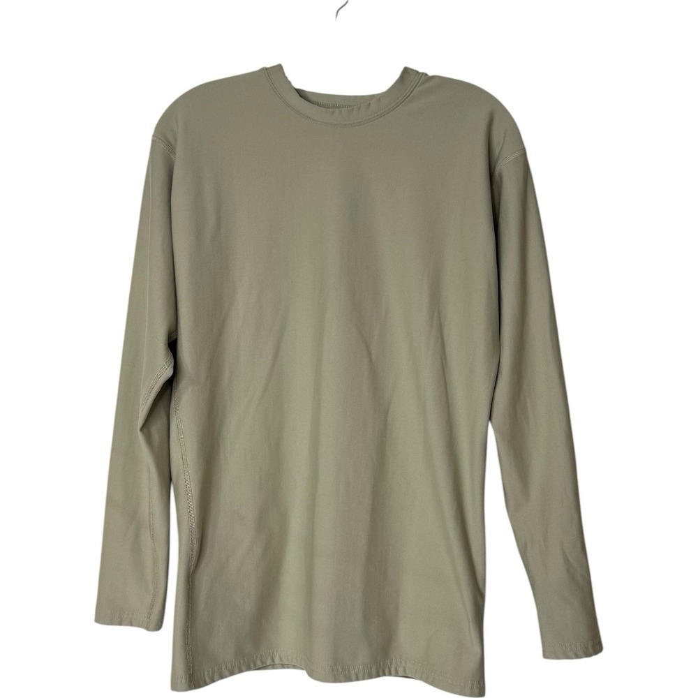 DRI-DUKE Moisture Control Nylon Blend Activewear Long Sleeve Beige Shirt Size L